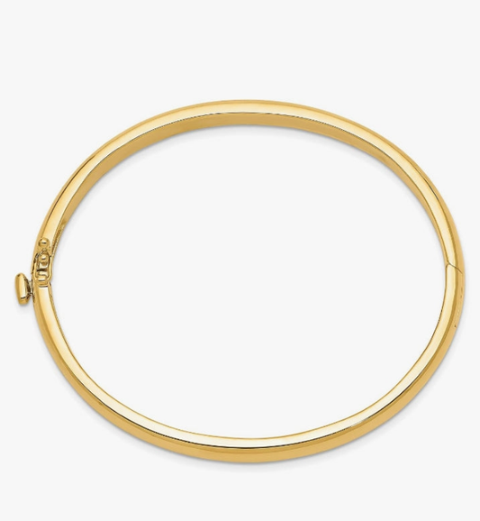 COCOMONEY 14K Solid Yellow Gold 5.6mm Hinged Bangle Bracelet
