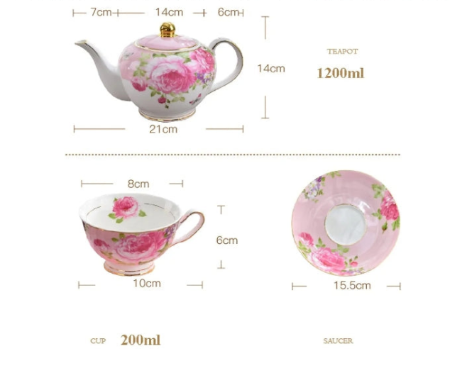 Tea Sets for Adults with Teapot Tea Service for Weddding Coffee Cups and Saucers Sugar Bowl, Milk Jar, Fine Bone China White, 15 Pieces,