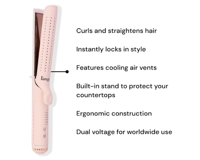 360° Airflow Styler | 2-in-1 Curling Wand & Titanium Flat Iron Professional Hair Straightener and Curler with Cooling Air Vents to Lock in Style | Adjustable Temp