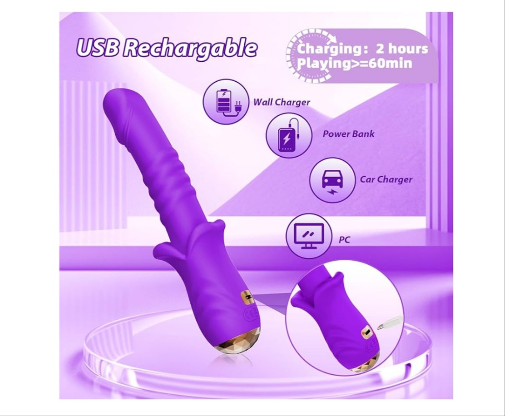 Thrusting Dildo Vibrator Sex Toys, G Spot Vibrator Women Sex Toys with 9*9 Thrusting & Vibrating Modes, Mouth Shaped Realistic Dildos Adult Toys With LED Display, Adult Sex Toy & Games(