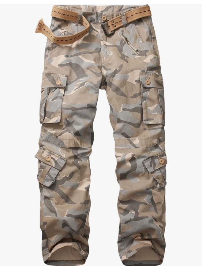 Casual Combat Pants, Tactical Wild Army Combat ACU Rip Stop Camo Cargo Work Pants Trousers with 8 Pockets
