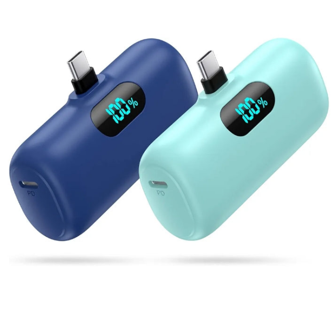 2-Pack] Mini Portable Charger 5000mAh Power Bank, 3A PD USB C Cell Phone Portable Power, LCD Display Battery Pack Compatible with ip 15/15 plus/15 pro/15 pro Max/Android phone/SS/M/LG etc