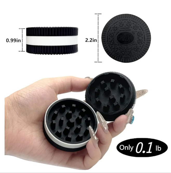 Grinder,2.2 Inch Stronger Grip Biscuit Shape Design Grinder (Single,Black)