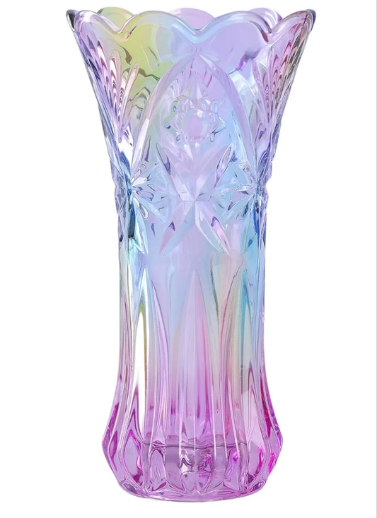 9 inch Crystal Glass Colorful Vase for Centerpieces,Smoking, Flower Arrangements,Home Decor,Wedding or Gift Phoenix Tail Shape Thickened and Heavy