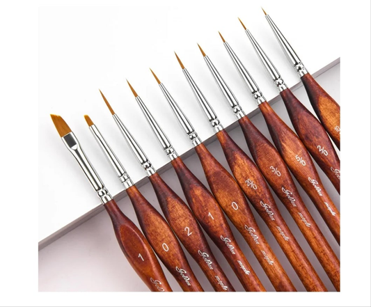 Miniature Model Paint Brushes-10pcs Micro Detail Paint Brush Set,Small Fine Detail Brushes for Acrylic, Oil, Watercolor & Paint by Number, Citadel, Figurine, 40k