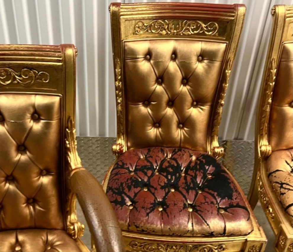 Versace Original Vanitas Gilt Dining Chair Set of 6, Gianni Versace, 1994