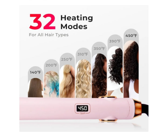 Flat Iron Hair Straightener and Curler 2 in 1 with 10s Fast Heating, 1 Inch Professional Titanium Straightening Curling Iron with 32 Adjustable Temp and Automatic Shut Off