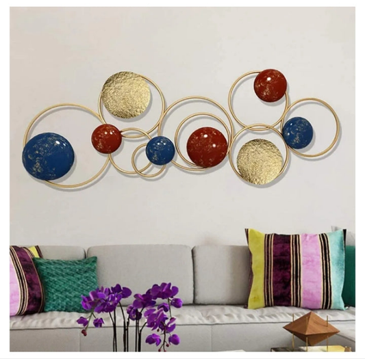 Metal Modern Simplicity, European Creative 3D Stereo Geometric Circle Shapes Home Hotel Club Hall Entrance Wall Decoration 12051CM Art Home Decor Wall Ornaments