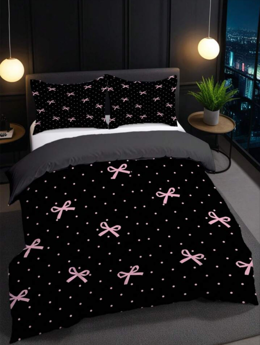 3pcs Leopard Bow Print Duvet Cover Set (1*Duvet Cover + 2*Pillowcase, Without Core), Features A Sexy And Attractive Leopard Print Design ,Soft & Skin-Friendly, Soothing Visual Fatigue,Suitable For All Seasons, Zipper Closure, Suitable For Hotel, Bedroom,