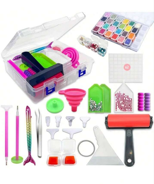96pcs 5D Diamond Art Painting Kit - Comprehensive Tool Set, Includes DIY Accessories, Diamond Storage Box, Diamond Embroidery Box, Bead Roller And More - Ideal For Diamond Art Painting Supplies & Enthusiasts