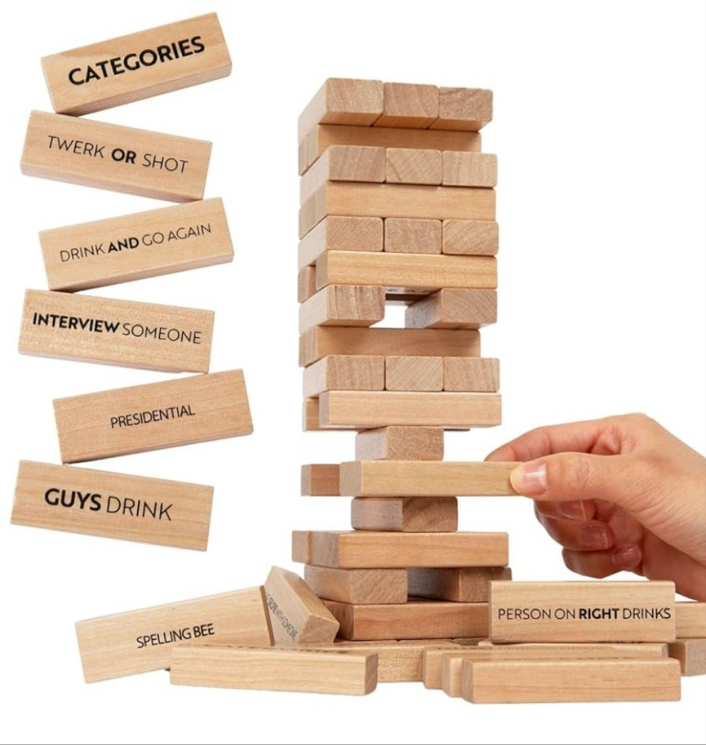 Adult Drinking Game - 54 Blocks with Hilarious Drinking Commands on 40 of Them | Perfect Party Starter | Entertaining Party Game for Adults | Novelty Funny Gift