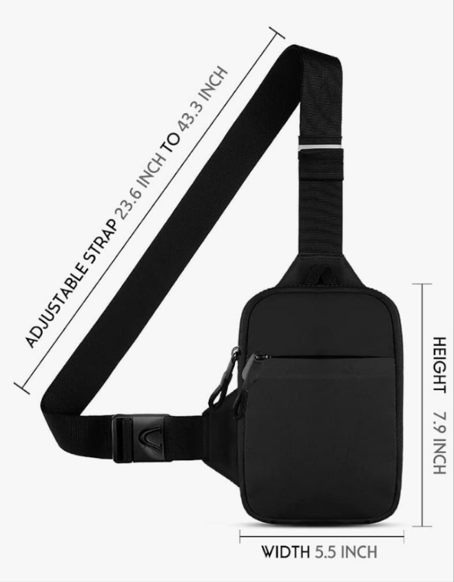Mini Crossbody Sling Bag Chest Bag Dual Pocket Water Resistant Fanny Pack Running Phone Holder for Men Women Workout Travelling