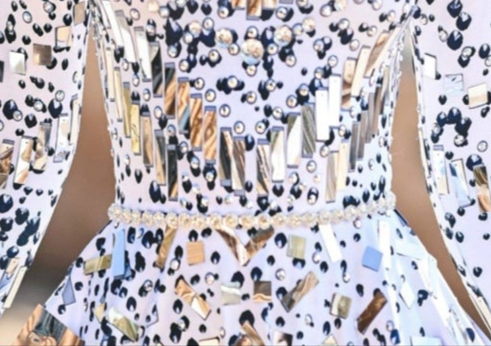 Sequin Rhinestone Dress White And Silver COCOMONEY