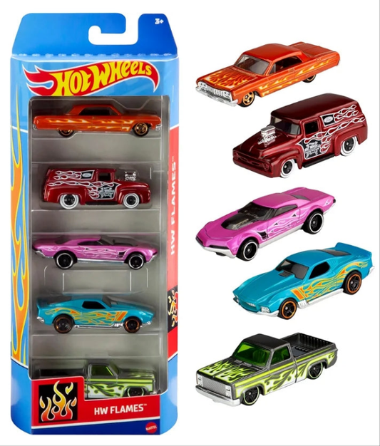 Hot Wheels 1:64 Scale Die-Cast Toy Cars 5-Pack, Set of 5 Toy Race Cars, Hot Rods, Character Cars, Rescue or Pick-Up Trucks (Styles May Vary)