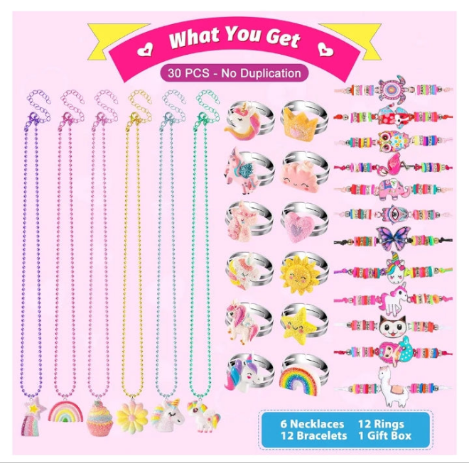 Little Girls Jewelry Sets, Kids Jewelry for Toddler Girl Costume Jewelry Ages Play Rings Unicorn Necklaces Bracelets for Toddlers, Childrens Gift set Year Old Girl