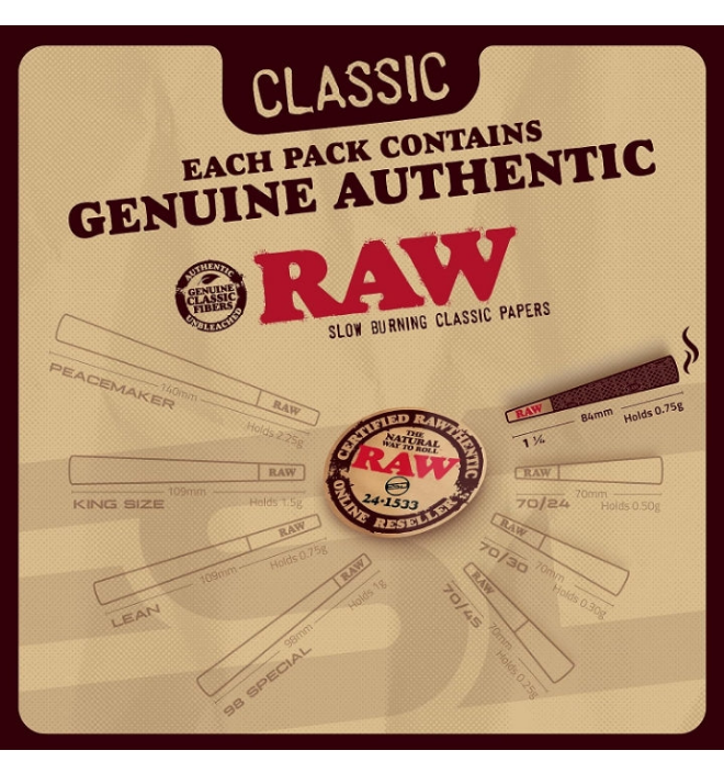 RAW Cones Classic 1-1/4 Size | 50 Pack | Natural Pre Rolled Rolling Paper with Tips & Packing Tubes Included
