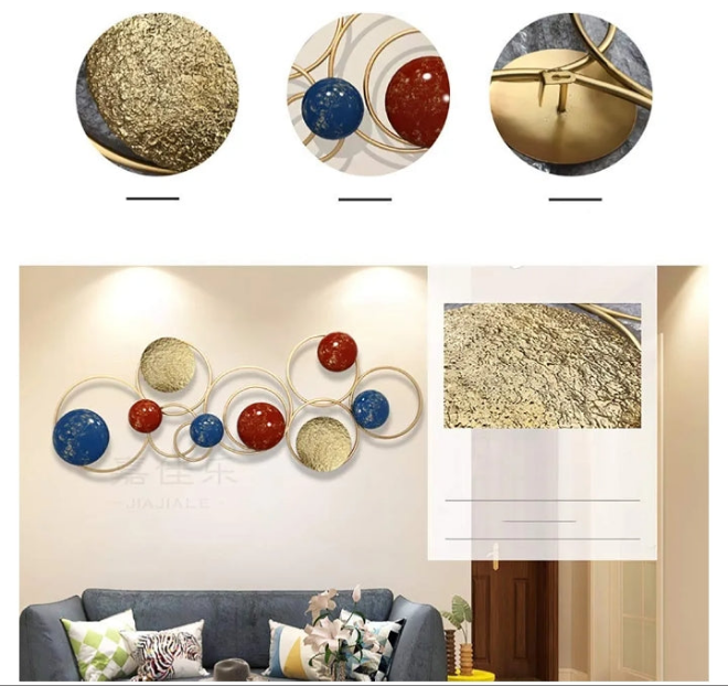 Metal Modern Simplicity, European Creative 3D Stereo Geometric Circle Shapes Home Hotel Club Hall Entrance Wall Decoration 12051CM Art Home Decor Wall Ornaments