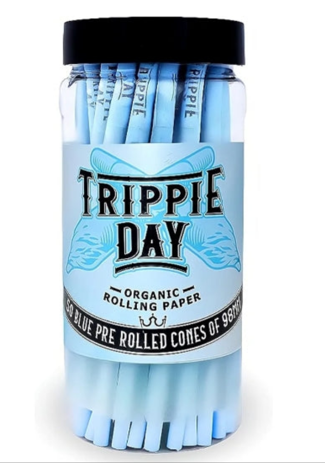 Blue Pre rolled cones | 50 Pack | Vegan & Non GMO | No chemical colors used | Slow burning 98mm Special cones ( 98mm)
