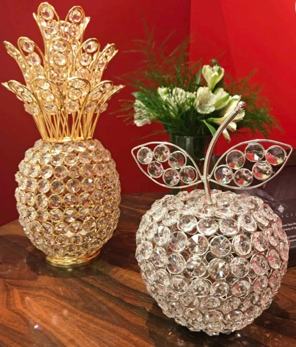 Crystal bling fruit in gold or silver tones pineapple apple or a juicy pear fun in different sizes too