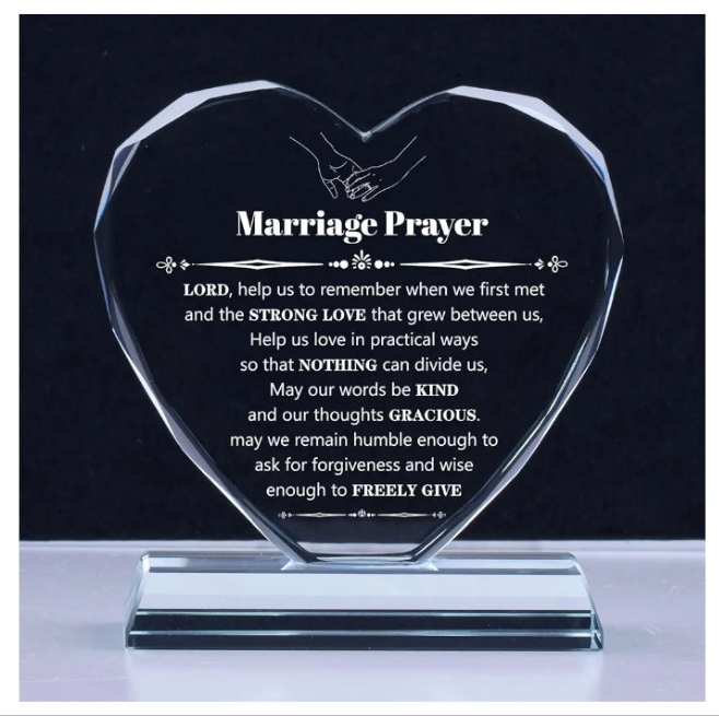 0Wedding Gifts for Couples, Wedding Gifts Marriage Prayer Plaque, Unique K9 Crystal with Inspiring Quotes, Anniversary Wedding Gifts for Couples, Newlywed Mr and Mrs Gifts.