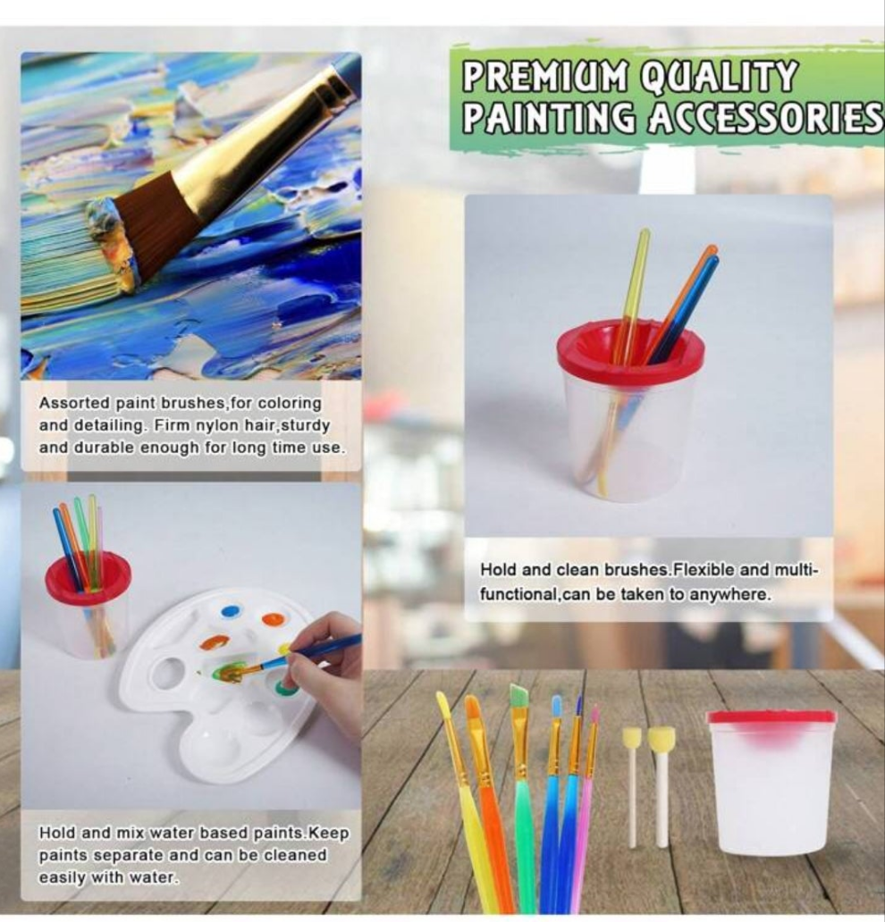 52 Pcs Paint Set With 24 Colors Acrylic Paint, Wood Easel, 8" X 10" Canvases, Brushes, Storage Bag, Great Gift For Christmas New Year