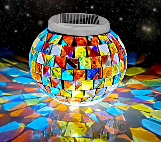 Color Changing Solar Powered Glass Ball Garden Lights, Table Lights Waterproof Led Night Light for Garden, Patio, Party, Yard, Outdoor/Indoor Decorations, Ideal Gift(Mosaic Glass)