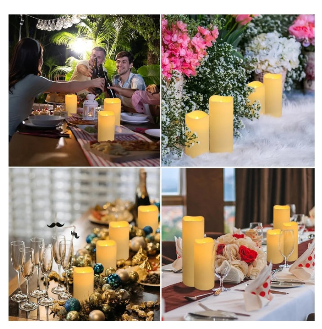 Set of 72 Waterproof Outdoor Flameless Candles, LED Candles with 4 Remote and Timer,(H 4" 5" 6" x D 2.2"),for Wedding Festive or whenever event