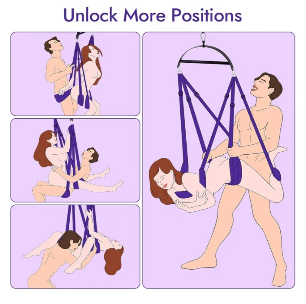 Sex Swing Couple Sex Toys - 2 in 1 Sex Position Love Sling for Door and for Hanging on The Ceiling with Thick Sponge Cushion and Adjustable Straps Adult Sex Games Holds up to 650 lbs