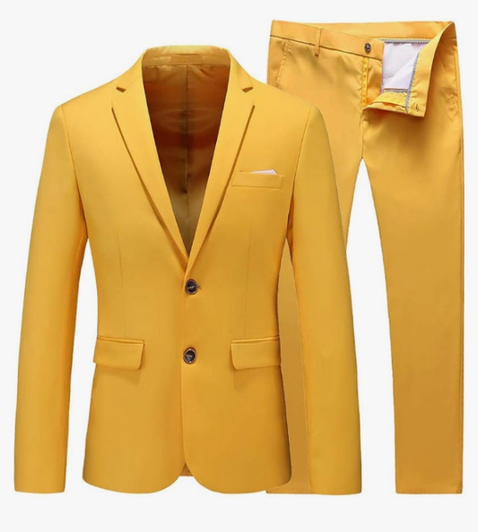 Men's Suit Slim Fit 2 Button 2 Piece Suits for Men Party Formal Dress Solid Tuxedo Blazer Jacket Pants Set