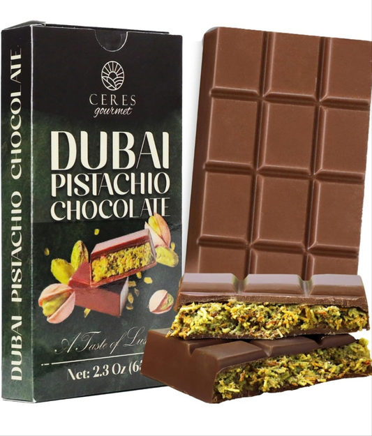 Dubai Chocolate Bar, Pistachio Chocolate Knafeh Bar – 2.3oz (65g), Perfect Snack & Treat