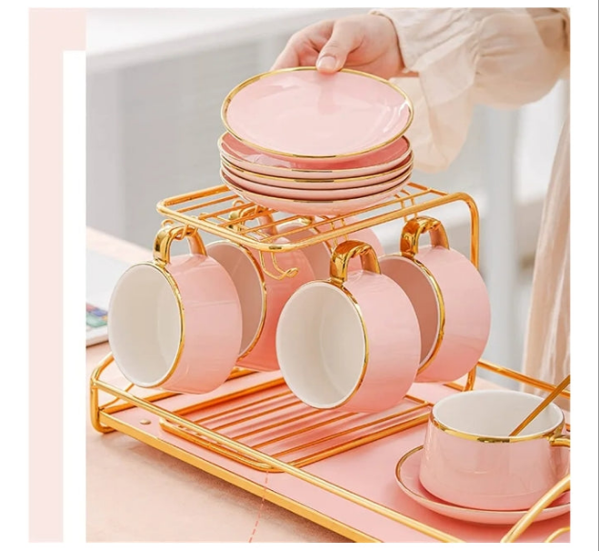 Queen tea set Mini Automatic Flower Tea Stew Electric Kettle Set (Color : Pink, Size : 1.8L