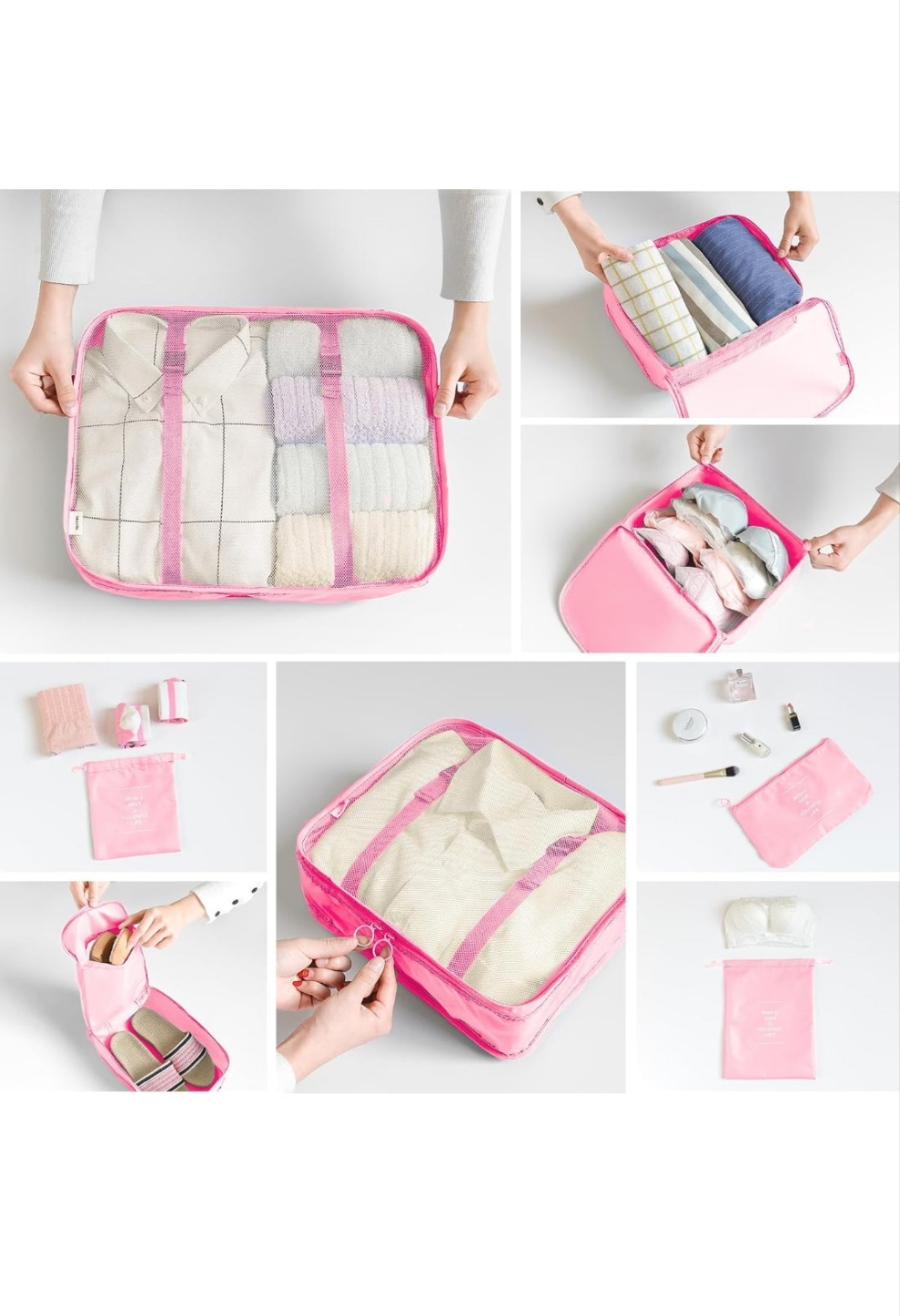 8 Set Packing Cubes for Suitcases Travel Luggage Packing Organizers,Travel Essentials Luggage Organizer Accessories for Shoe Bag Tioletry Bag Laundry Bag (
