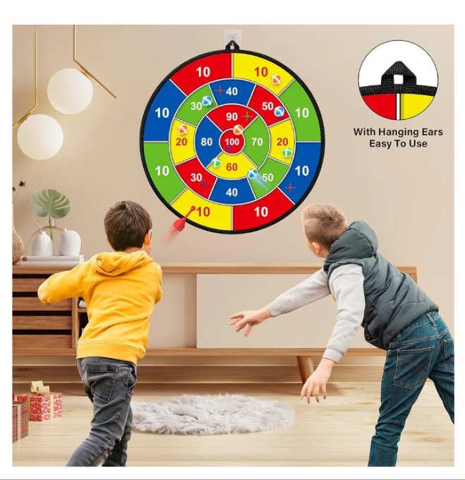 Large Dart Board for Kids, Kids Double-Sided Dart Board with Sticky Balls and Darts, Indoor/Outdoor Sport Fun Party Play Game Toys, Gifts