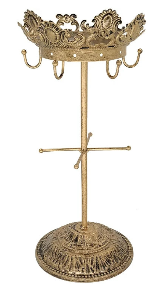 Metal Jewelry Organizer Tower Necklace Tree Bracelet Display Stand w/Hairclip Holder w/Jewelry Organizer w/Jewelry Tree (Bronze)