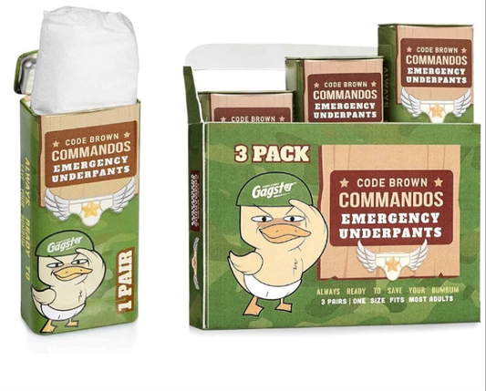 Gagster Emergency Underpants in A Can - 3 Pairs Instant Disposable Travel Funny Underwear in Compact Container, White Elephant Adult Joke Gag Gift, Exchange Gift, Secret Santa, Birthday Gifts for Men
