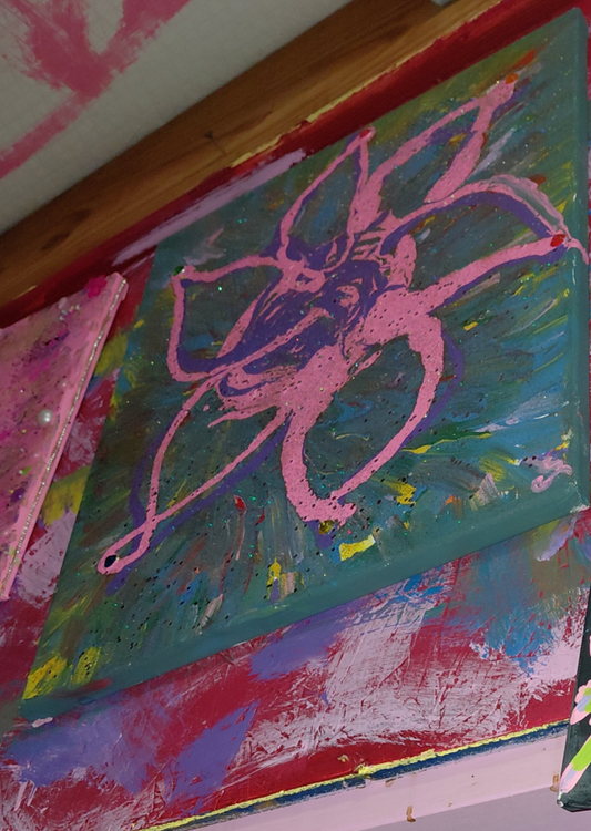 COCOMONEY ART Flower Power 1 OF 1 CUSTOM PIECE BY COCOMONEY painting on canvas