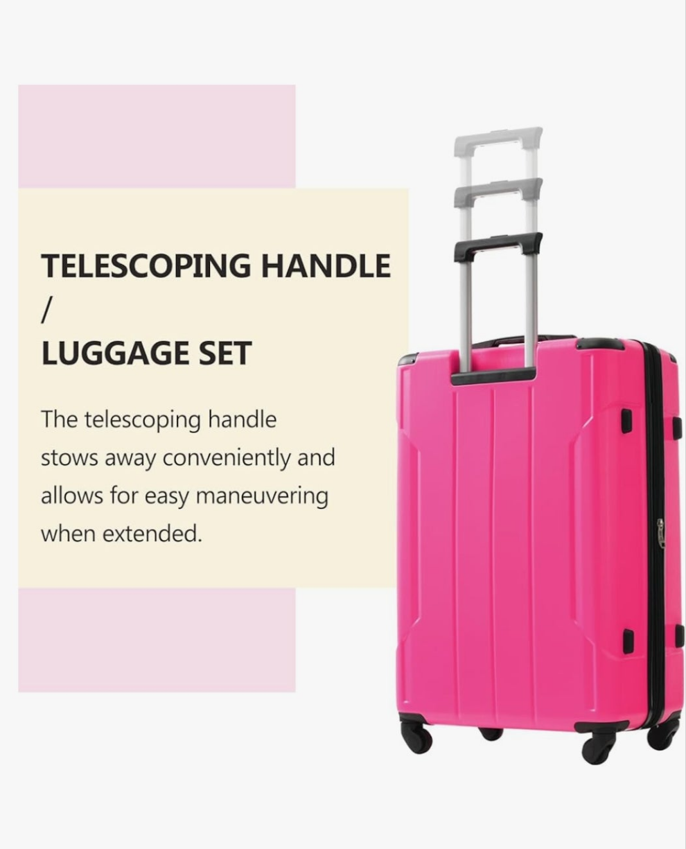 3 Suitcases With Wheels Hardside Luggage Sets 3 Piece, Expandable And Lightweight, Travel Suitcases For Woman And Man