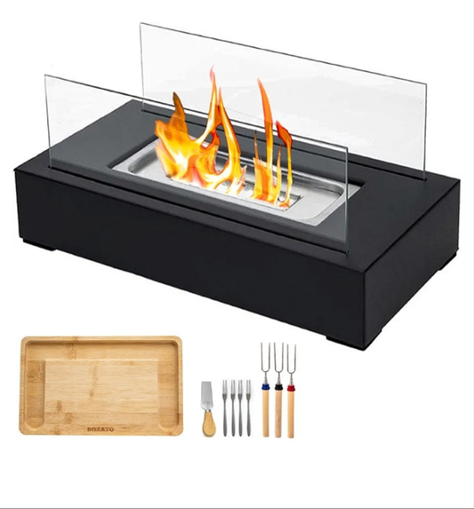 Tabletop Fire Pit with Smores Maker Kit Portable Indoor/Outdoor Mini Small Fireplace Table Top Decor Home Patio Gifts for Women Mom Her Wedding Housewarming Christmas Birthday White Elephant Gift