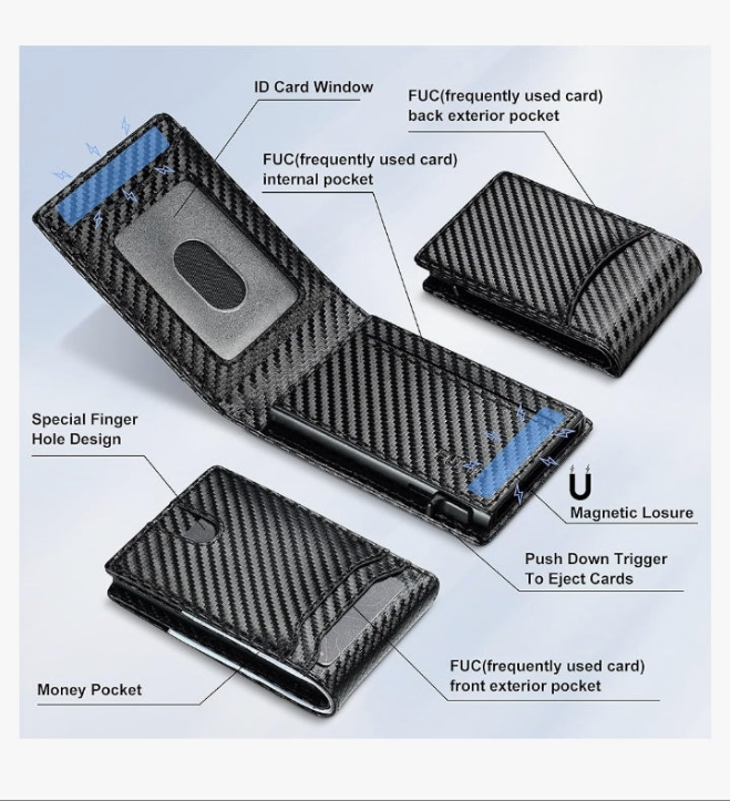 Card Wallet For Men Slim: Smart Wallet - Rfid Minimalist Front Pocket with ID Window Pop Up Wallet Gift For Male