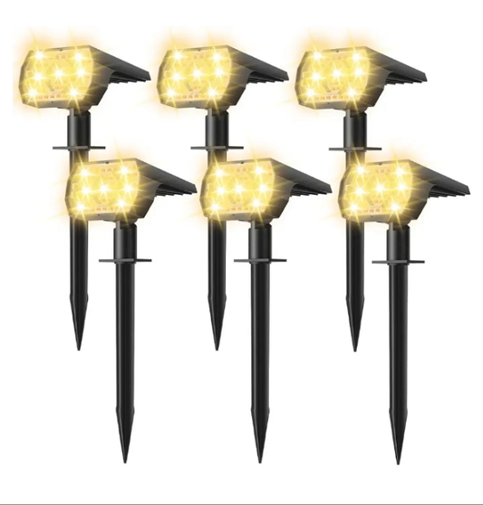 Solar Spot Lights Outdoor Waterproof, 3 Lighting Modes Solar Landscape Lights for Outside, 56LED Solar Powered Lights Dusk to Dawn Pack of 6 Warm white