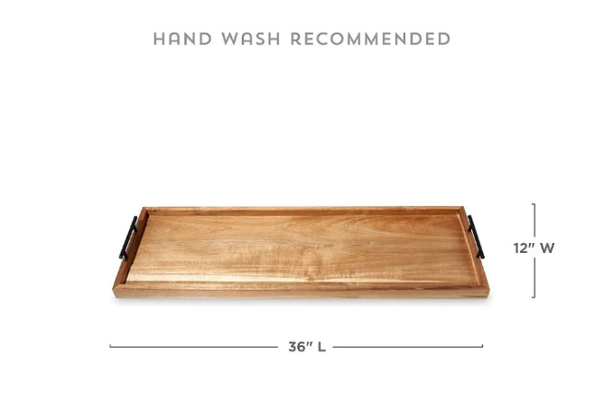 Longboard Platter with Handles, Rectangular Cheese Board and Home Decor Tray, Dining Table Accessories Acacia Wood Set of 1