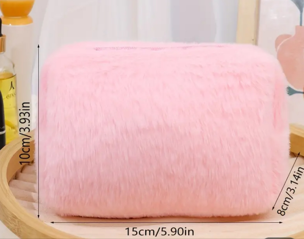 COCOMONEY COSMETIC BAG PINK IMITATION WOOL