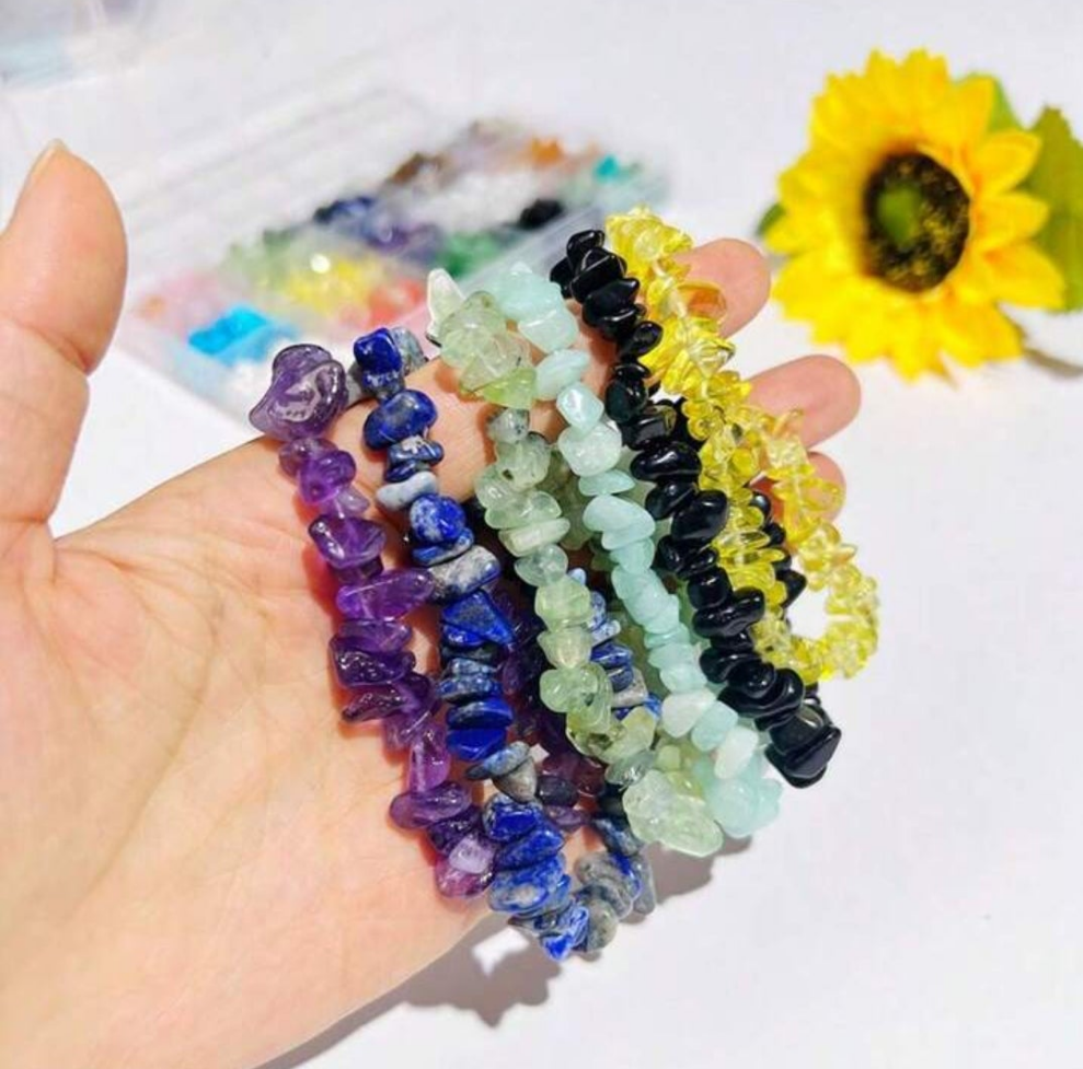 450pcs Asymmetrical Stone Beaded Jewelry Accessories, 15 Colors, For DIY Handmade Jewelry And Bracelets