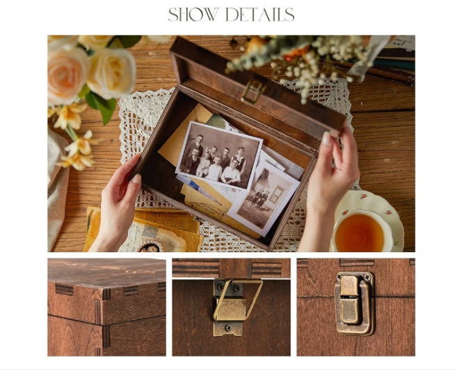 Keepsake Box With Lid - Wood Wedding Memory Gift Box - Bridal Shower Gifts Wedding Gifts Engagement Anniversary Valentines Day Gifts Ideas for Couples