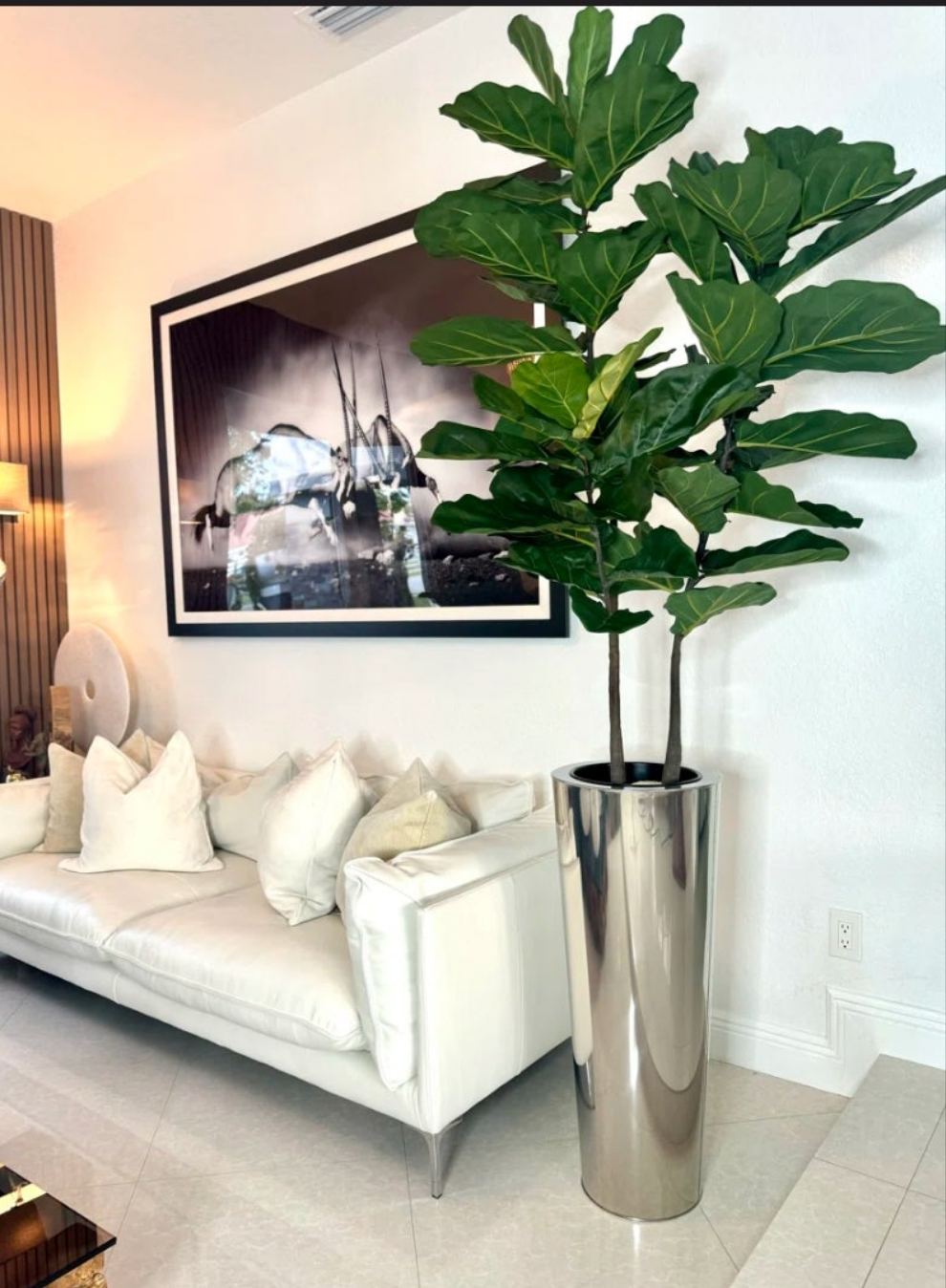 Fiddle 96'' Faux Fiddle Leaf Fig Tree in Metal Planter