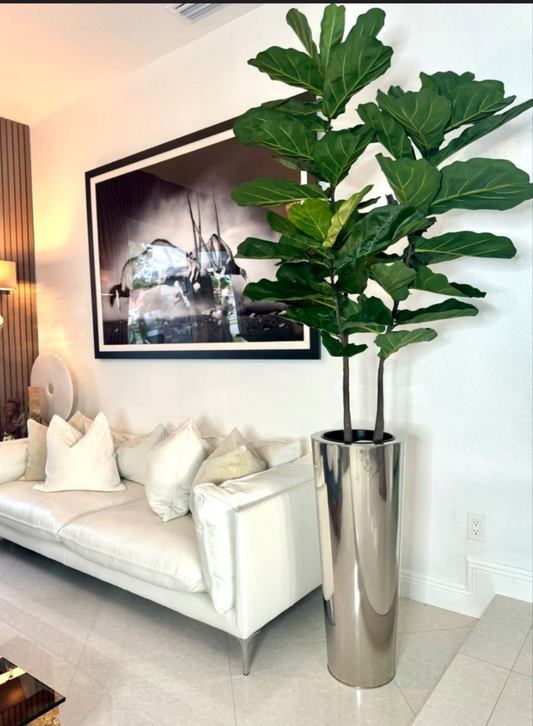 Fiddle 96'' Faux Fiddle Leaf Fig Tree in Metal Planter