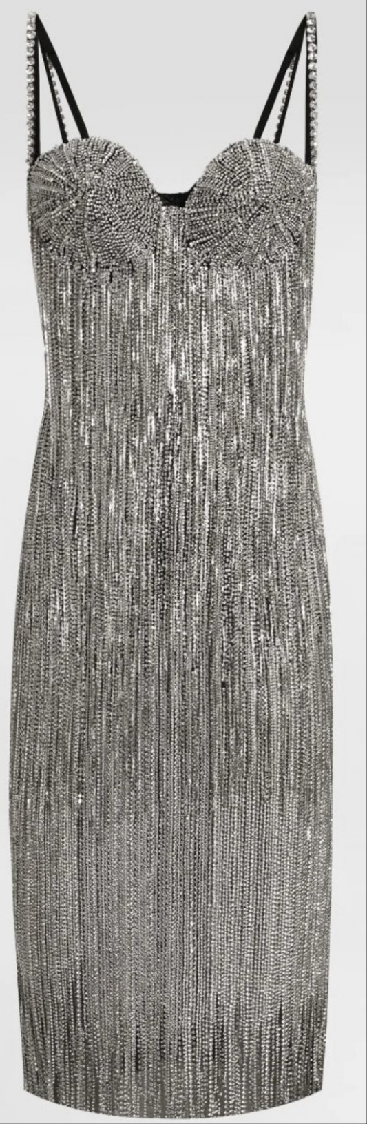 Dolce And Gabbana Marquisette calf-length dress with sequined fringing