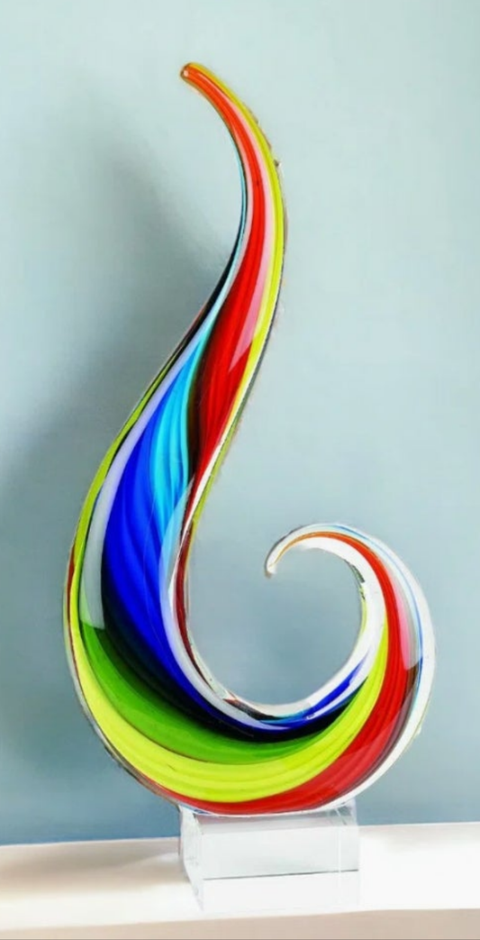 Blue and Red Murano Glass A Modern Abstract Tabletop Sculpture 2 sizes ti choose from or get both to have a set