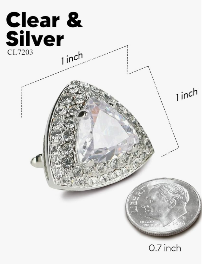 Triangular Crystal Diamond Set Cuff Links