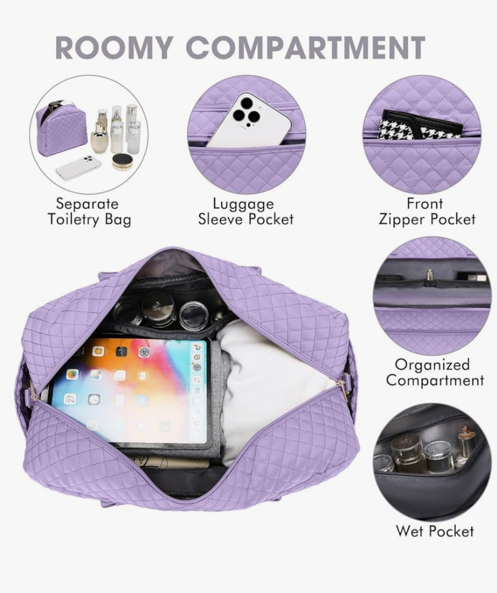 Travel Duffel Bags for Women with Shoe Compartment, Weekender Overnight Bag with Wet Pocket & Toiletry Bag, Carry On Personal Item Bag, Travel Tote Gym Bag, Hospital Bags for Labor and Delivery